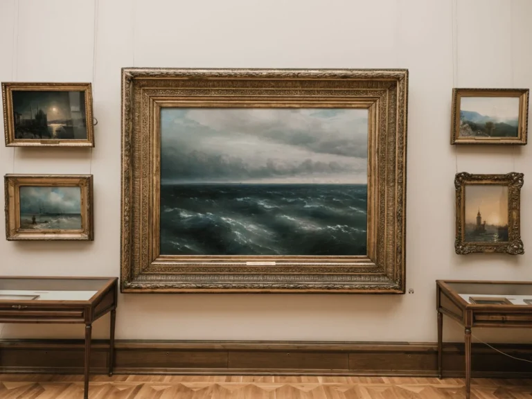 Pintura de paisaje enmarcada en una pared